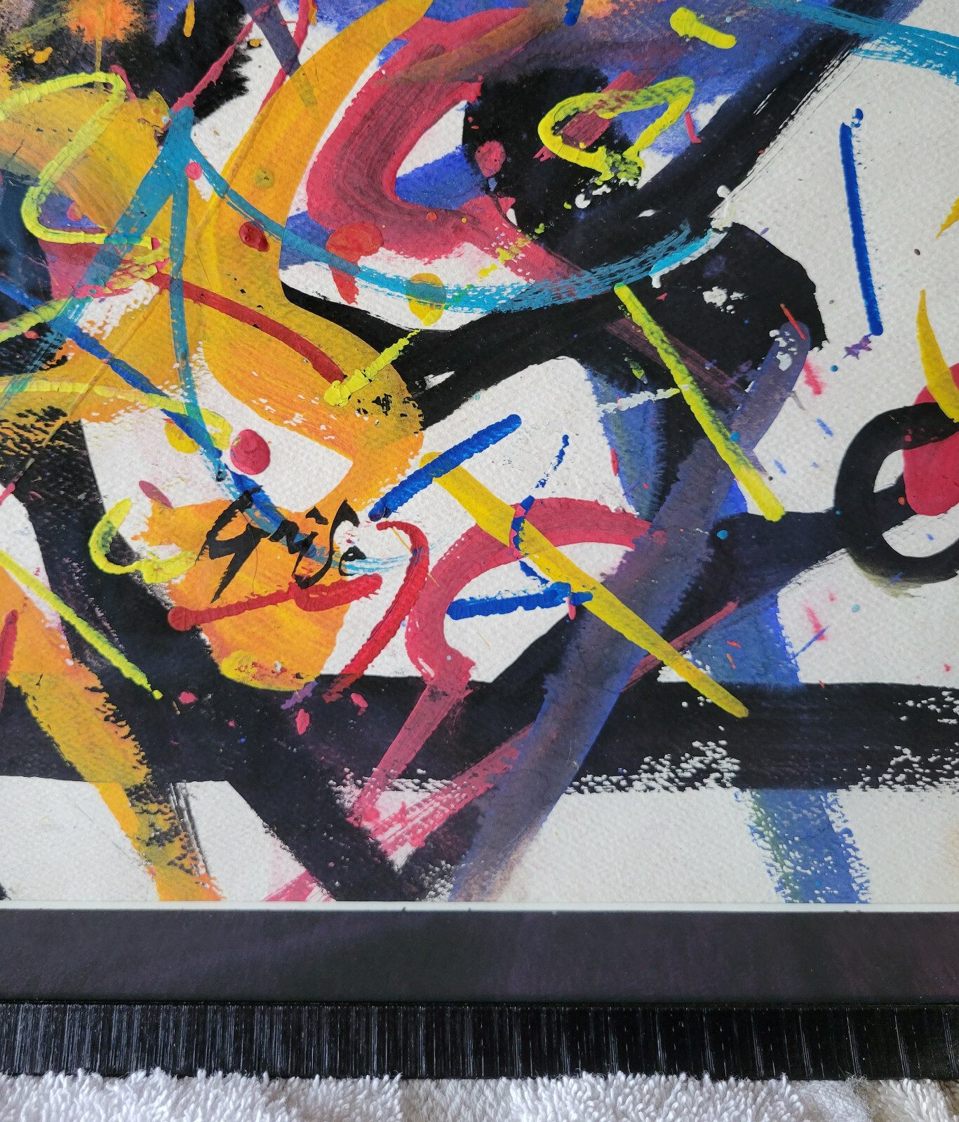 Hendrik Grise Abstact Expressionism Signed 20″ x 26.5″ Framed with Museum Glass