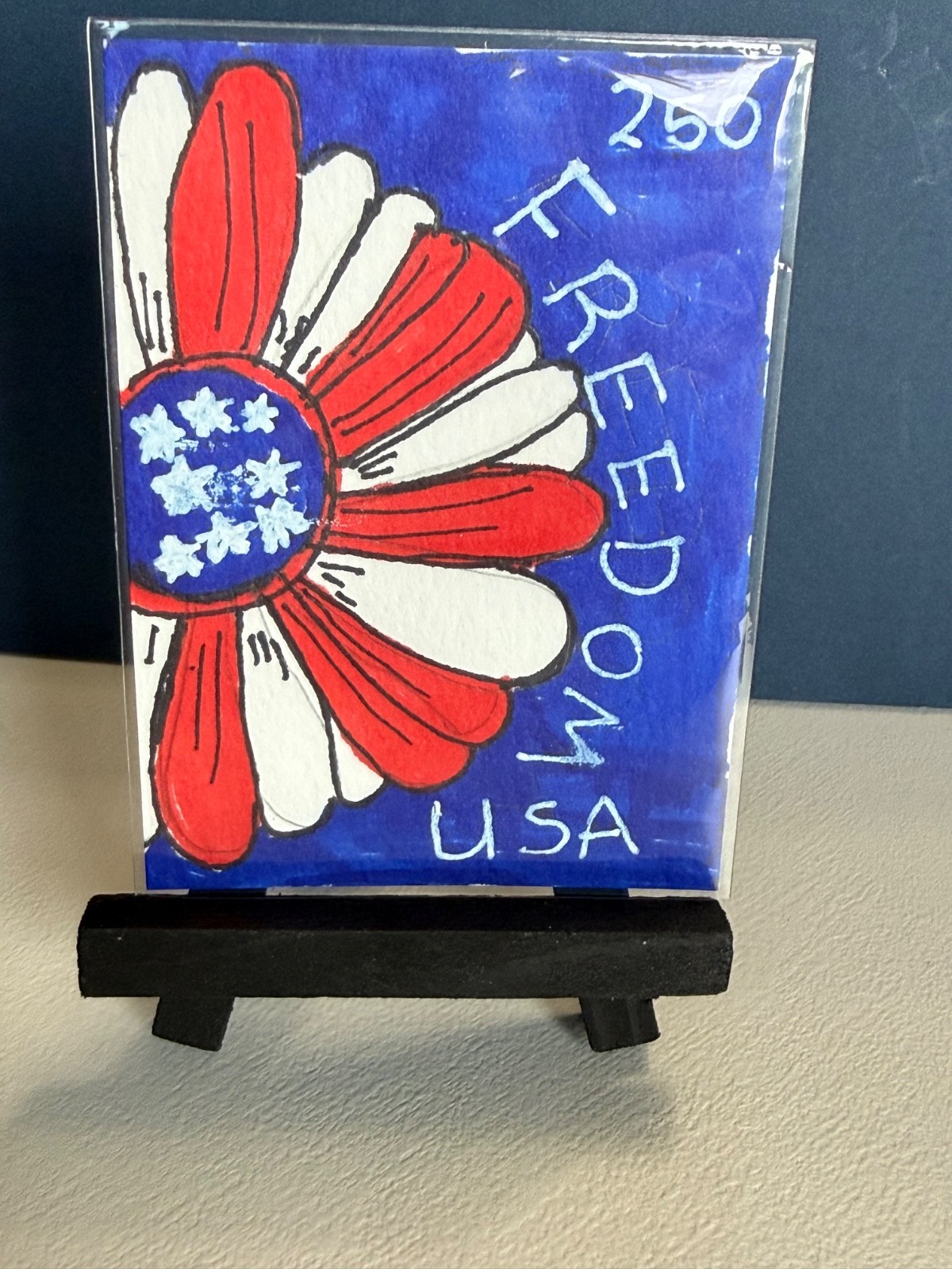 Patriotic whimsical FREEDOM 250 Year Art for Memorial Day or 4th of July