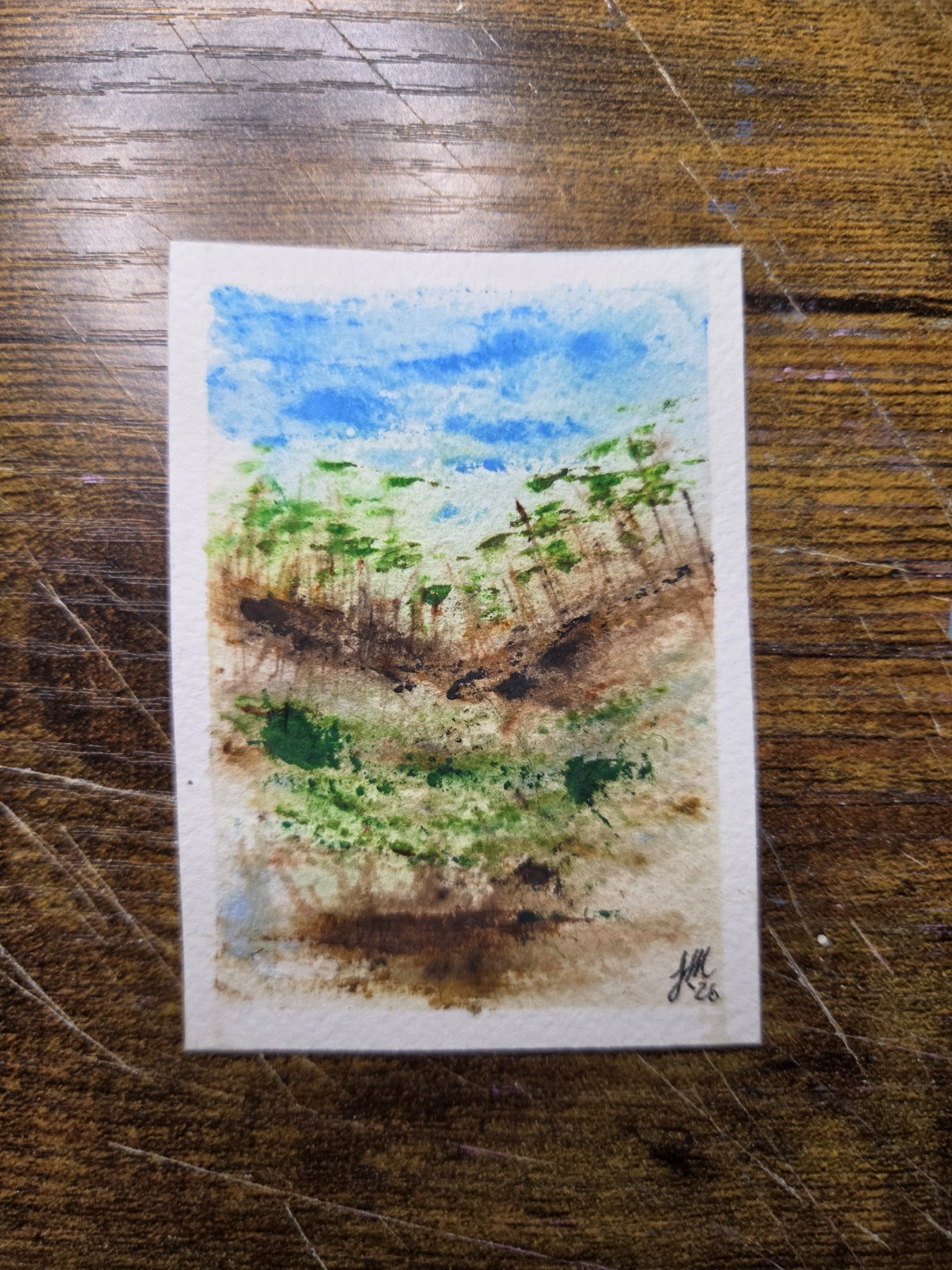 ACEO Original Pallette Knife Watercolor landscape (2.5×3.5 inches)