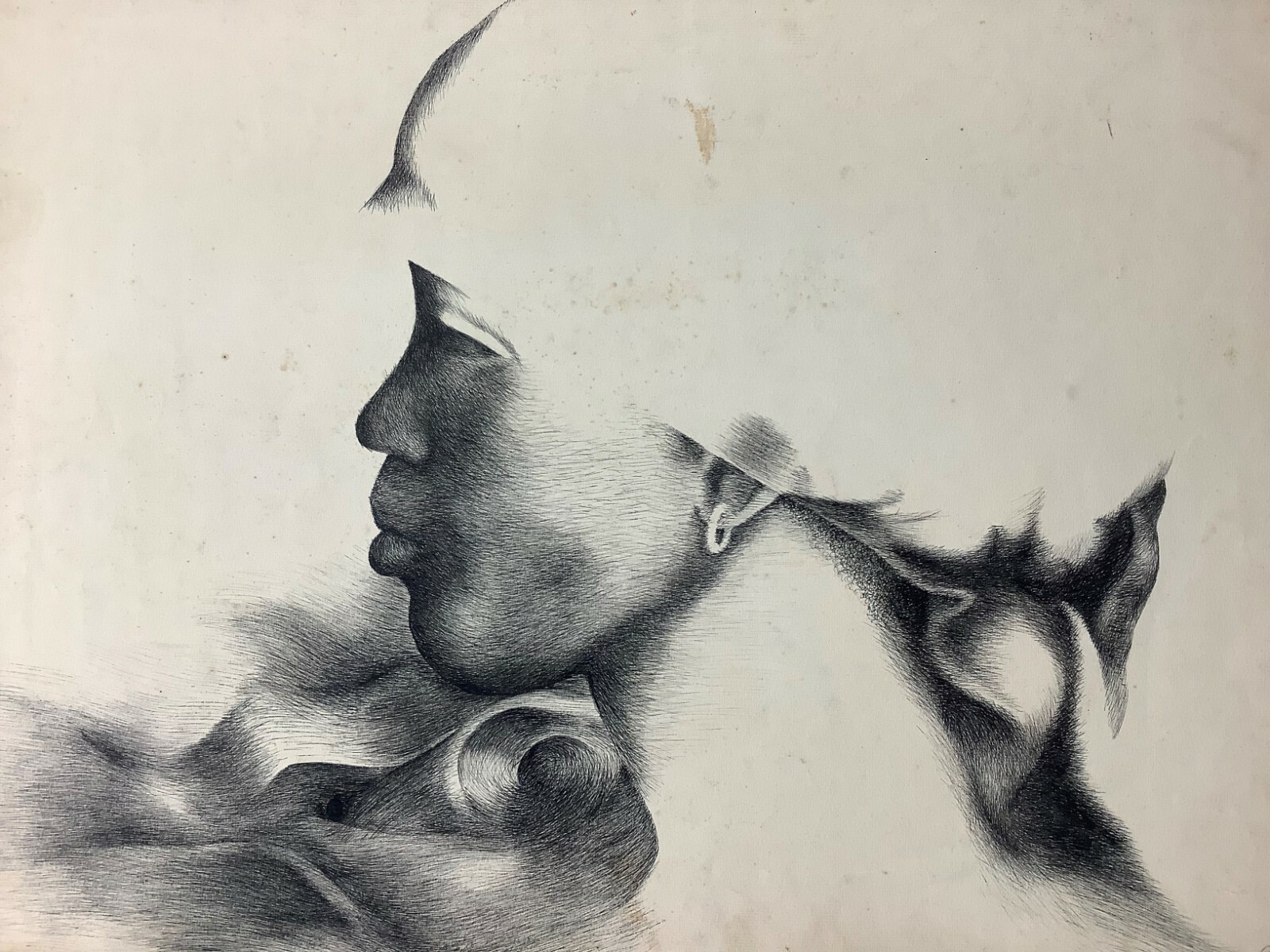 Raimundo Orozco. Painting. La Mujer, 1976. Original signed. Ink on cardboard