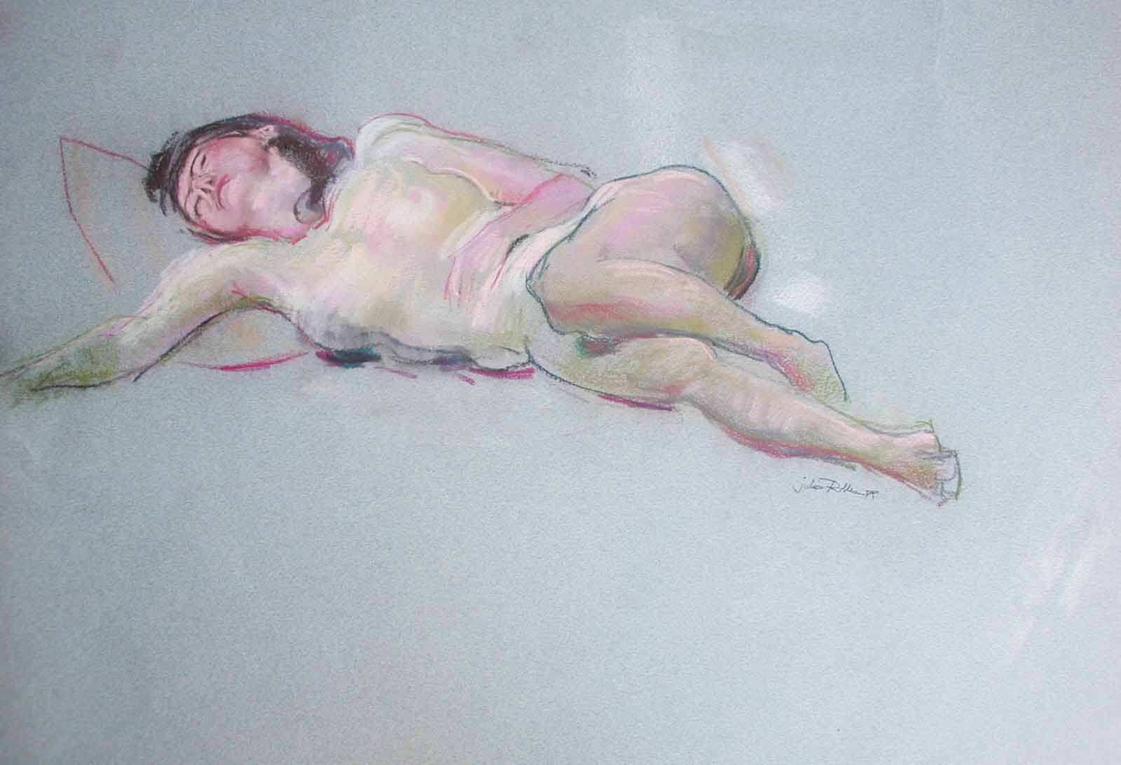 New Mexico Pastel JULIAN ROBLES P.S.A. Reclining Nude 10″x21″