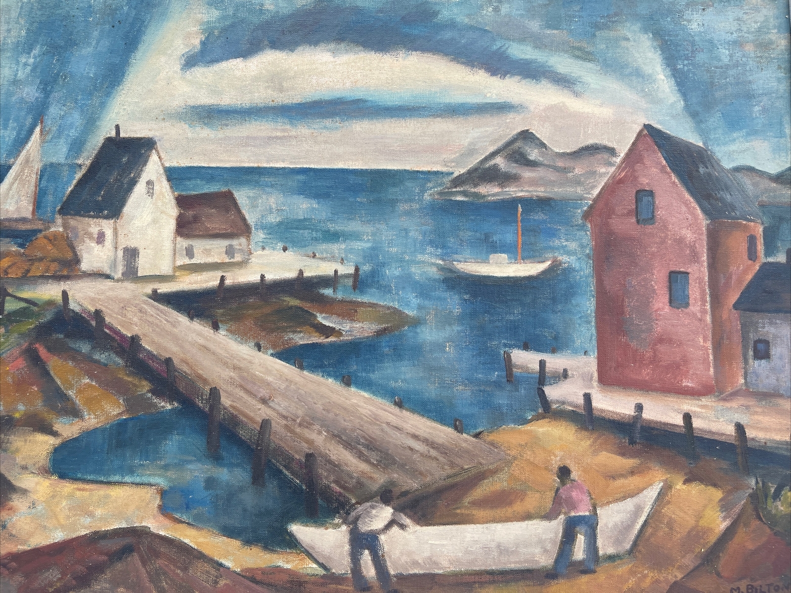 Mid Century Painting New Jersey Maurice Bilton Listed Famous WPA REGIONALISM OIL