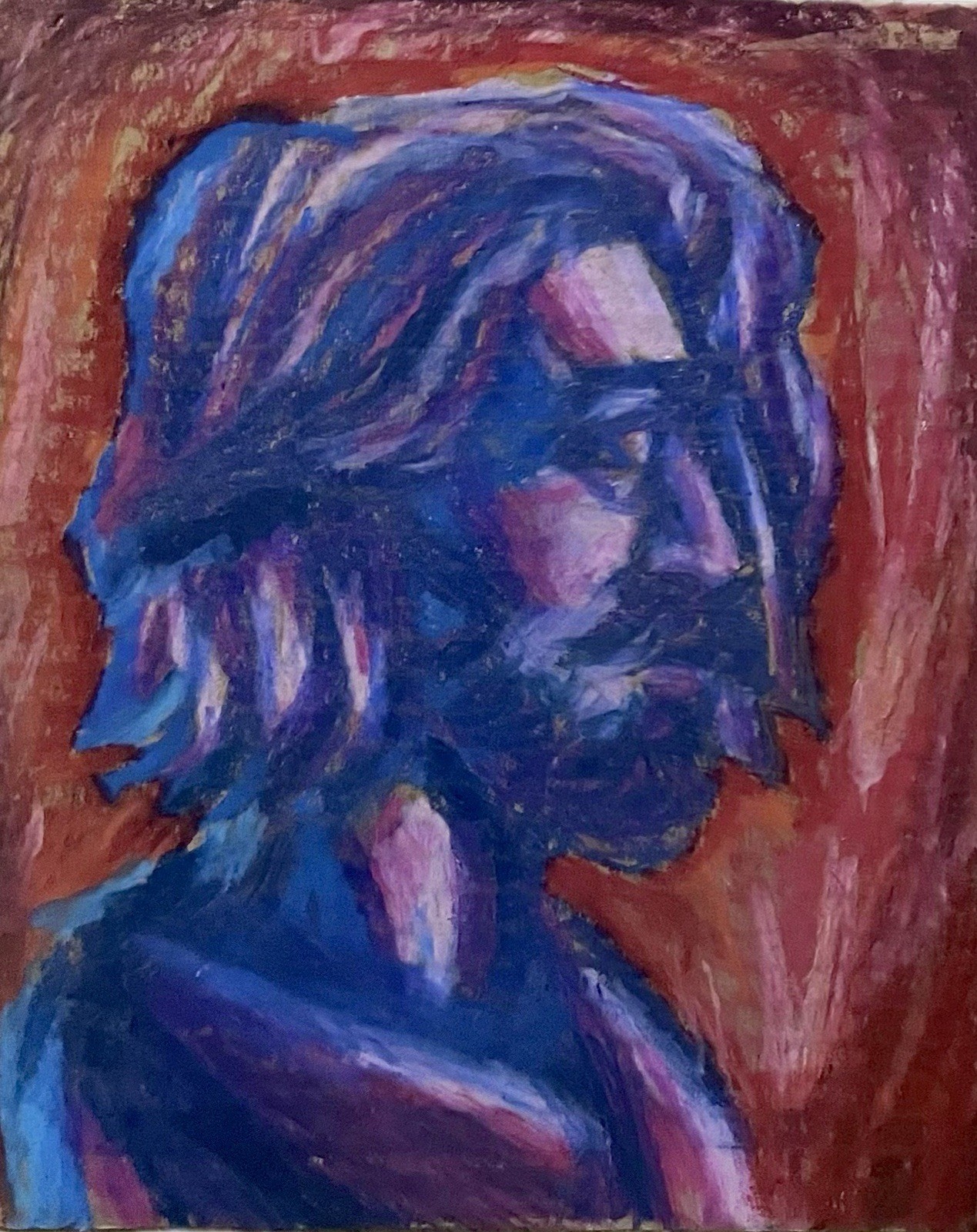 Set of 2 One of a Kind Oil Pastel Portraits of Odysseus And Pallas Athena