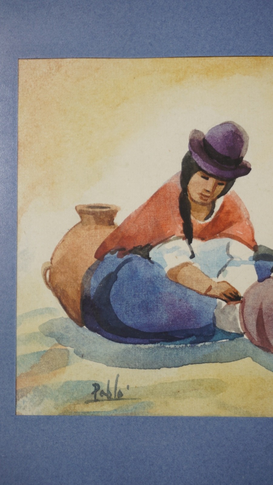 A Peruvian watercolor painting – framed and signed by artist