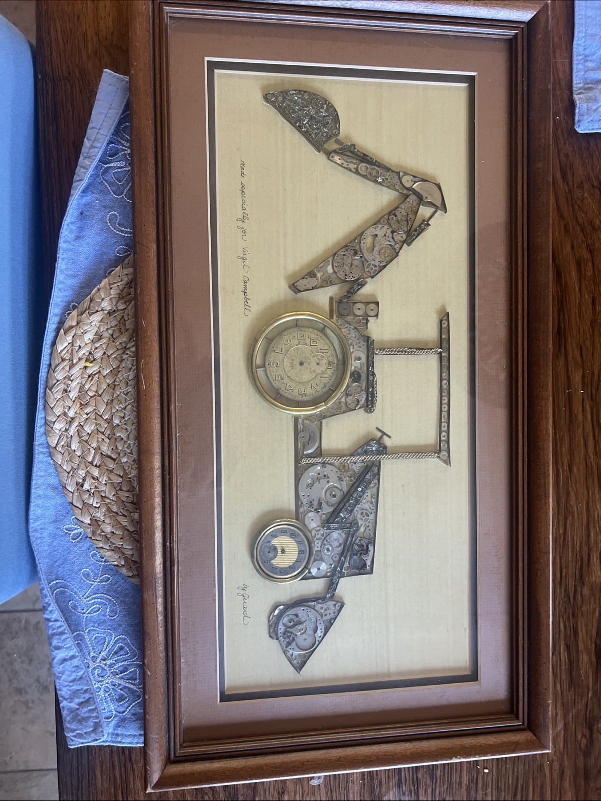 Vintage 21 1/2” X 11 1/2” Frame Clockwork Tractor Art By Guard