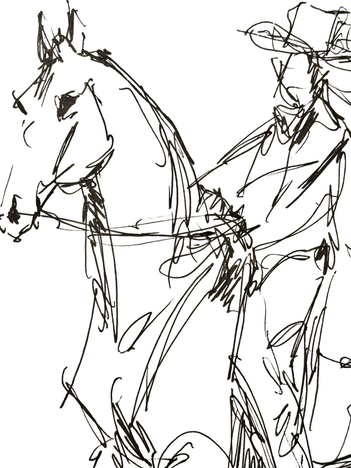 Original Abstract Expressionism 9X12 Cowboy Paper Ink Gesture Handmade Signed 14