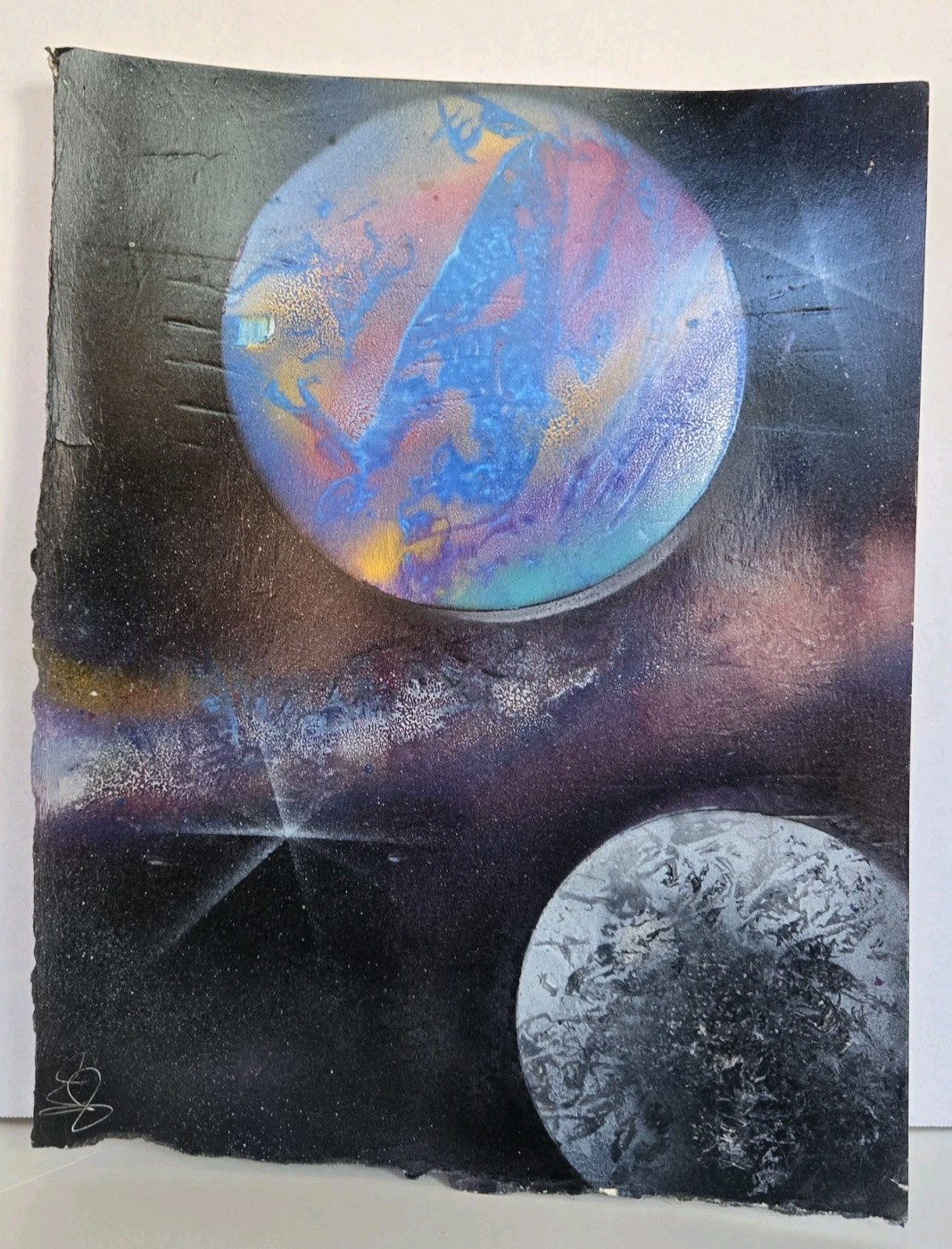 Original 3-Piece Planet Cosmic Artwork 11×14 Handmade Space Wall Art Trilogy