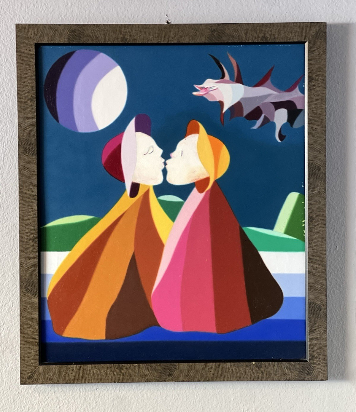 Modern Oil Painting By Salas Davila 26 x 22.5 Framed Surrealist Art