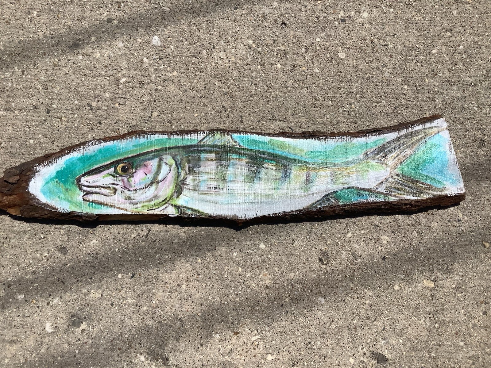Original Bonefish Acrylic Painting On Wood By Brooksie 38 1/2”long