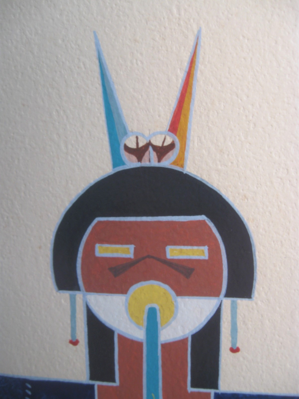 Native American Cochiti Manuel Chavez «OW U TE WA» Flute Dancer painting 1964