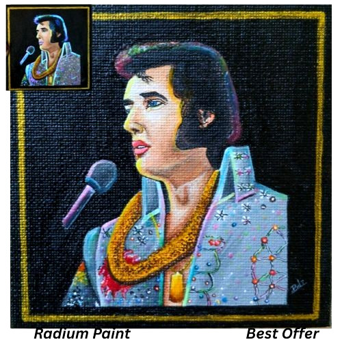 Radium Elvis Presley Black Velvet UV Paint & Acrylic Original Medium HandArt NEW