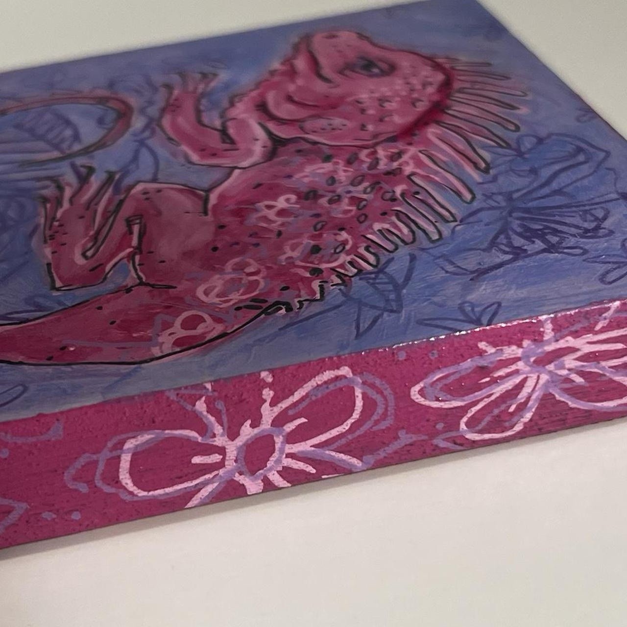 “ Lizzie ” Original acrylic Painting , Lizard Painting, Solomikaarts