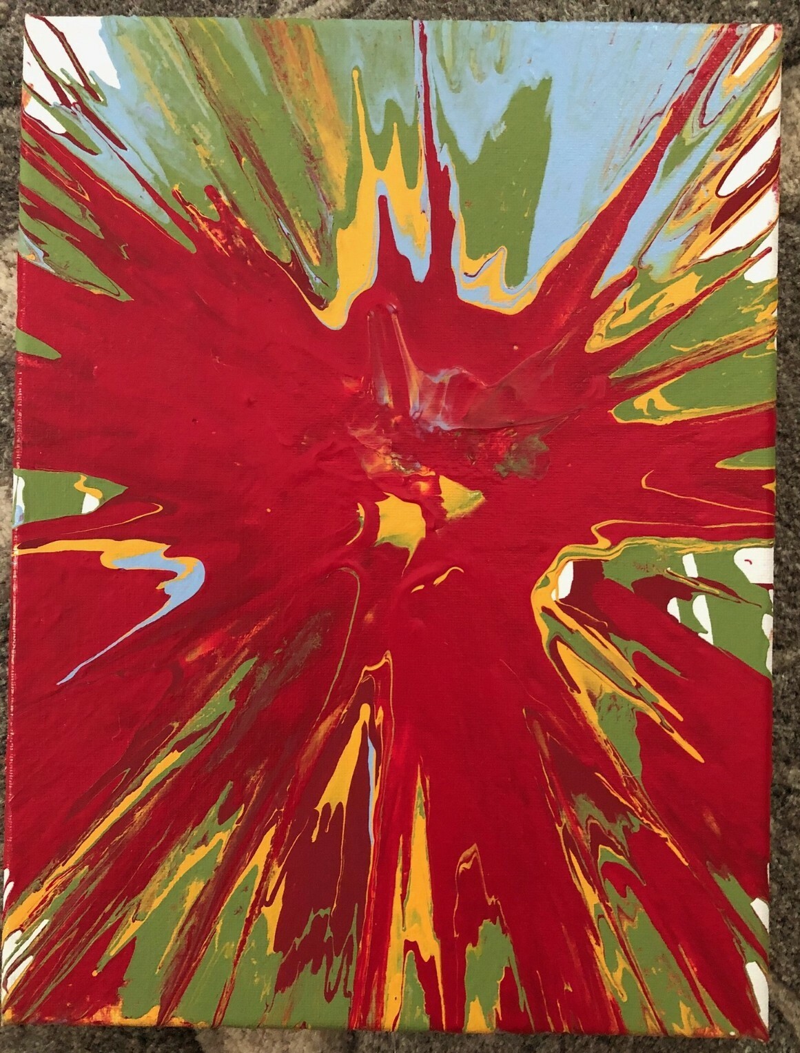 Red, Yellow, Green, Blue abstract and acrylic painting on canvas