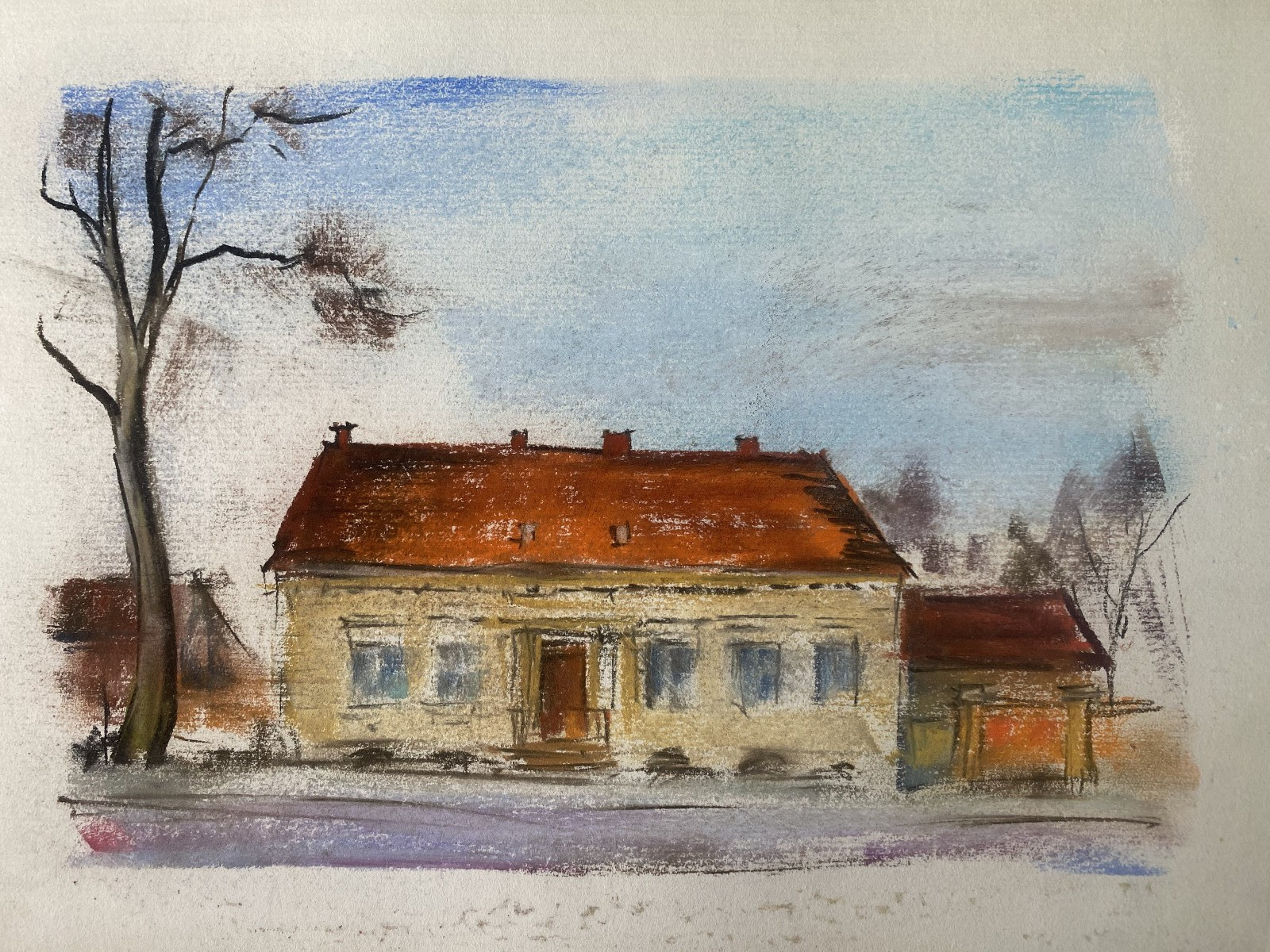 Franz Ehmke 1928 – 2018 Berlin Pastel View Dorfstraße Blankenfelde