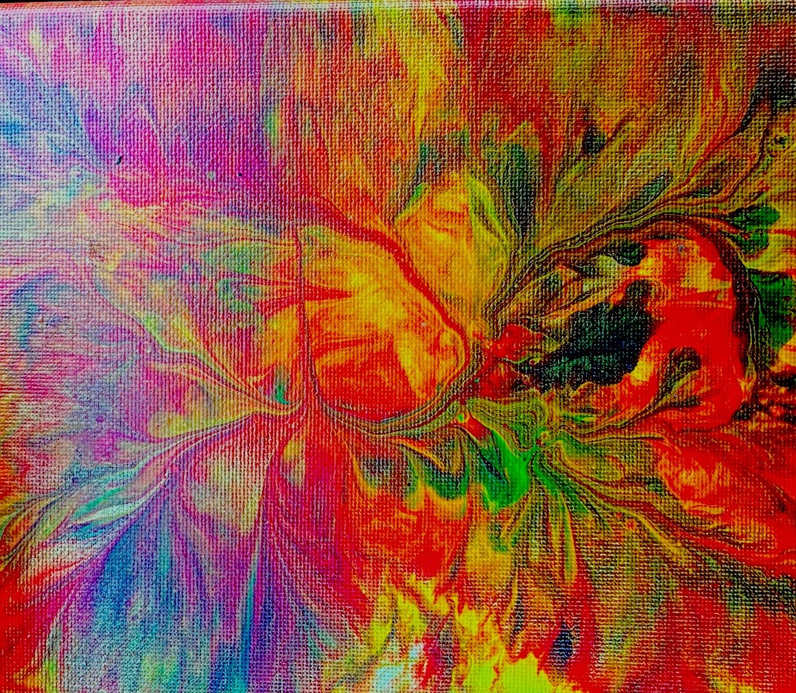Abstract Multicolor Painting on Canvas, Unframed Single Piece