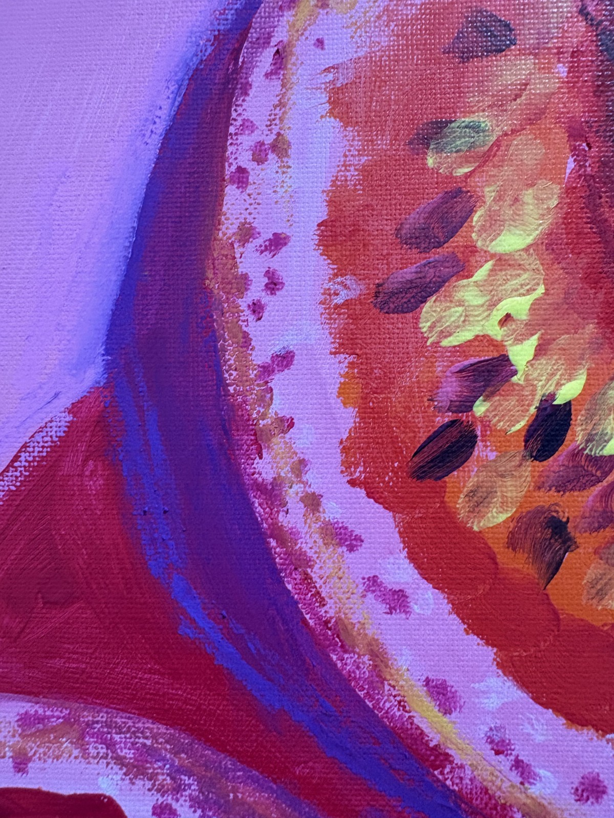 Passion Fruit 12×16 Canvas Abstract Colorful Pink Fruit Kitchen Original Art