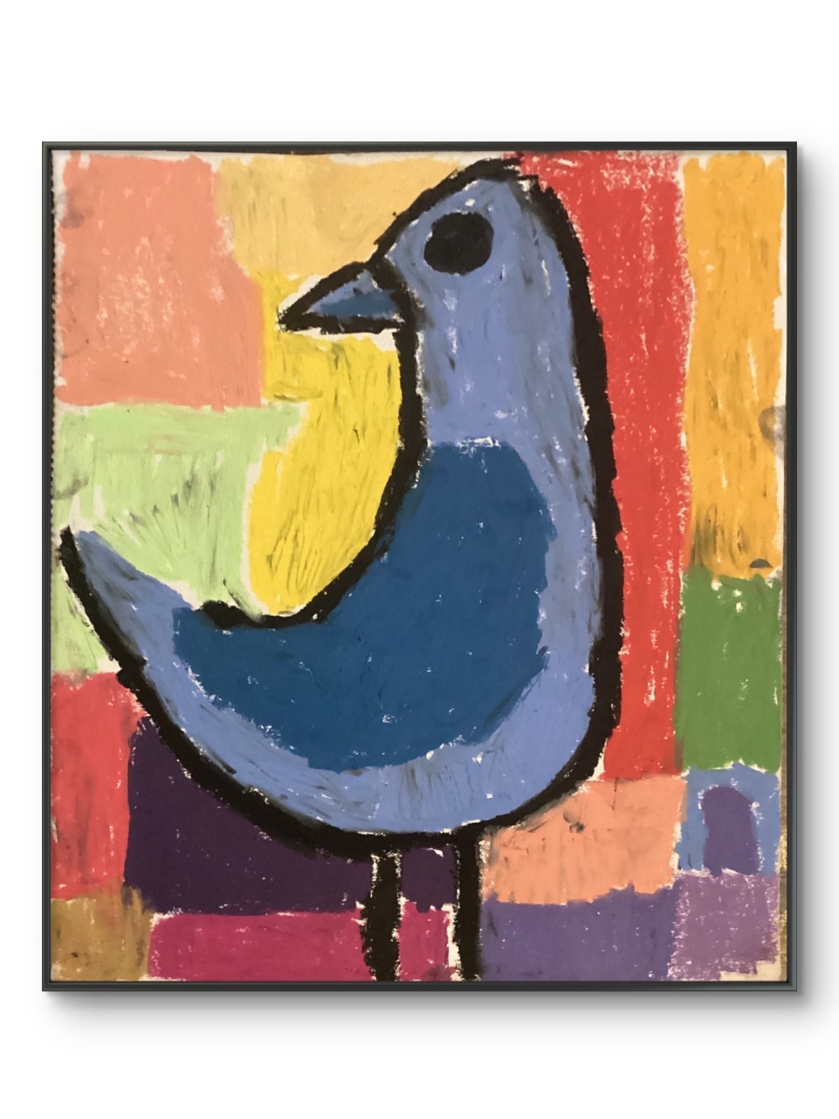 Abstract Minimalistic City Colorful Expressionism Blue Bird Art 11×14 on Paper