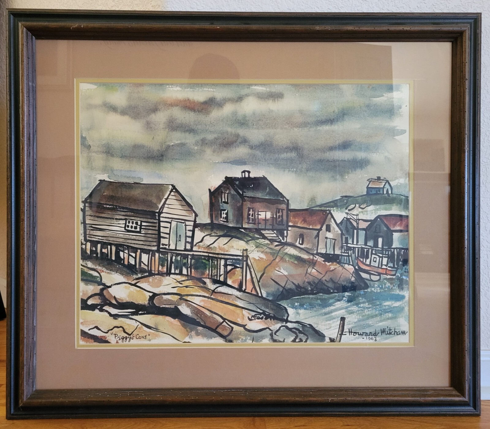 Howard Mitcham Framed Painting «Peggy’s Cove» 1950’s