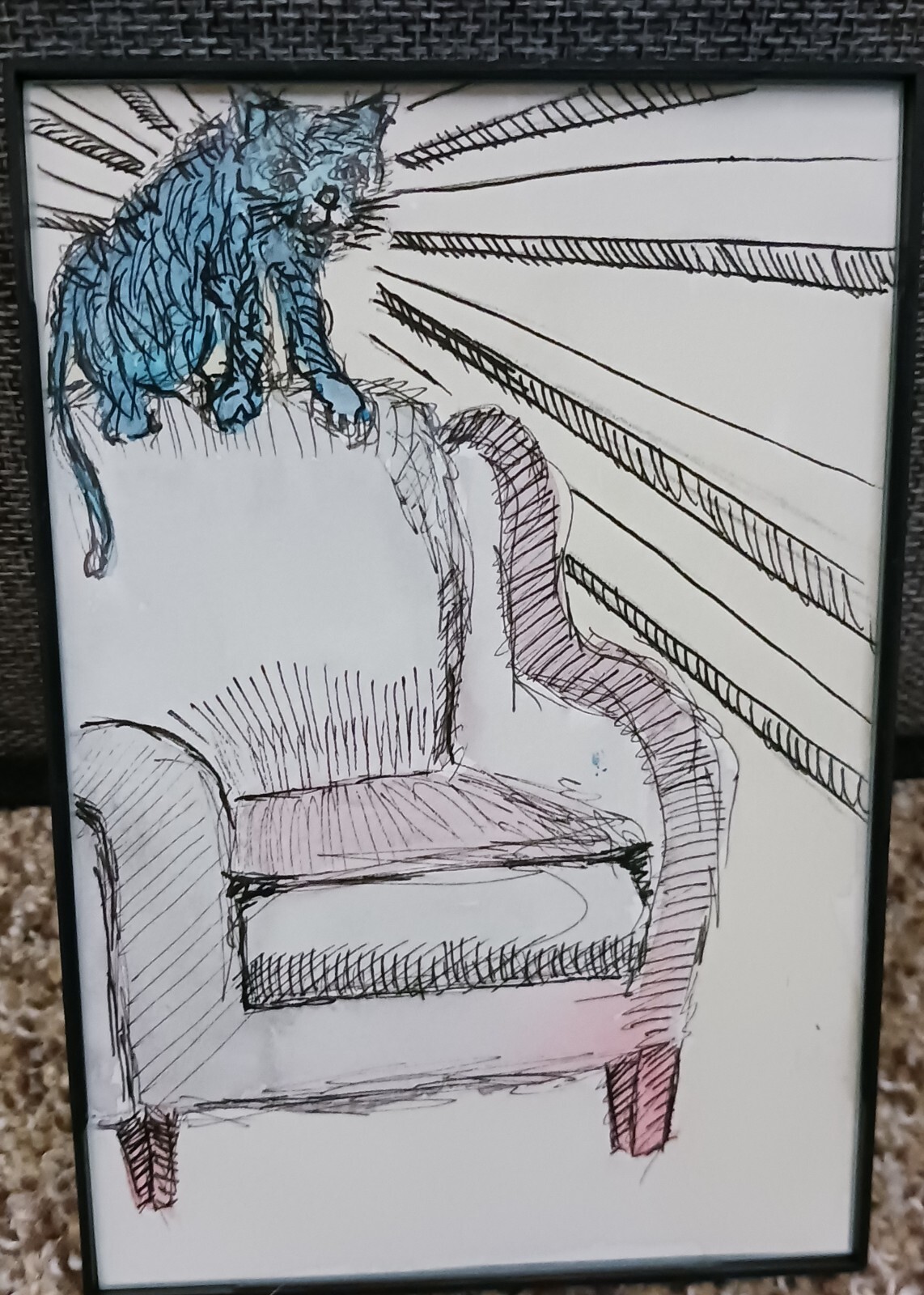 Framed Original 4 x 6 inch Watercolor and Ink on Paper