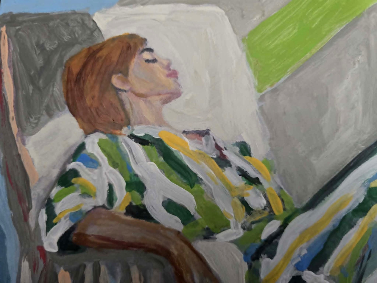 Hand Painted Acrylic Painting «Between Wake and Sleep». Signed