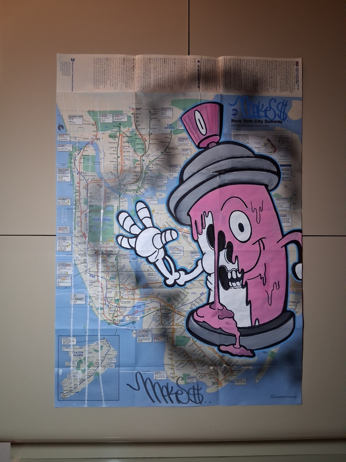 Spray can Map Painting – 23 x 34 Inches – NYC Original ✨️