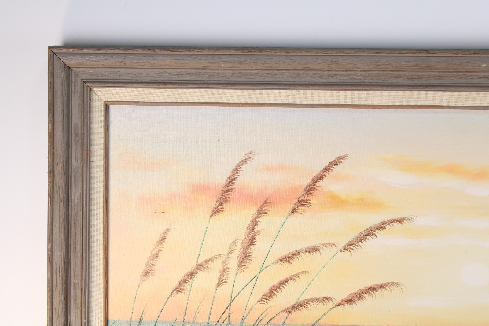 Vintage Sunset Seascape Beach Front Oil Painting On Canvas Signed Robertson