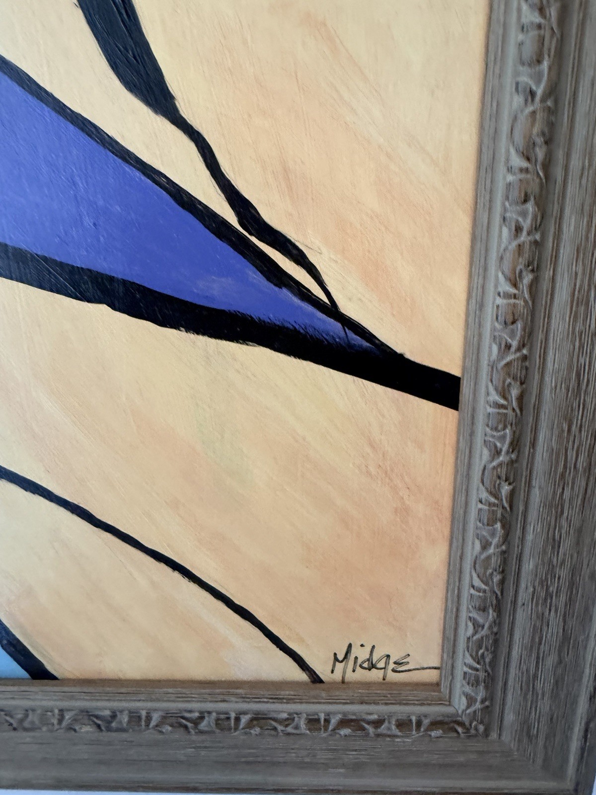 Midge Signed Framed Large Abstract Landscape Painting Art Single Piece