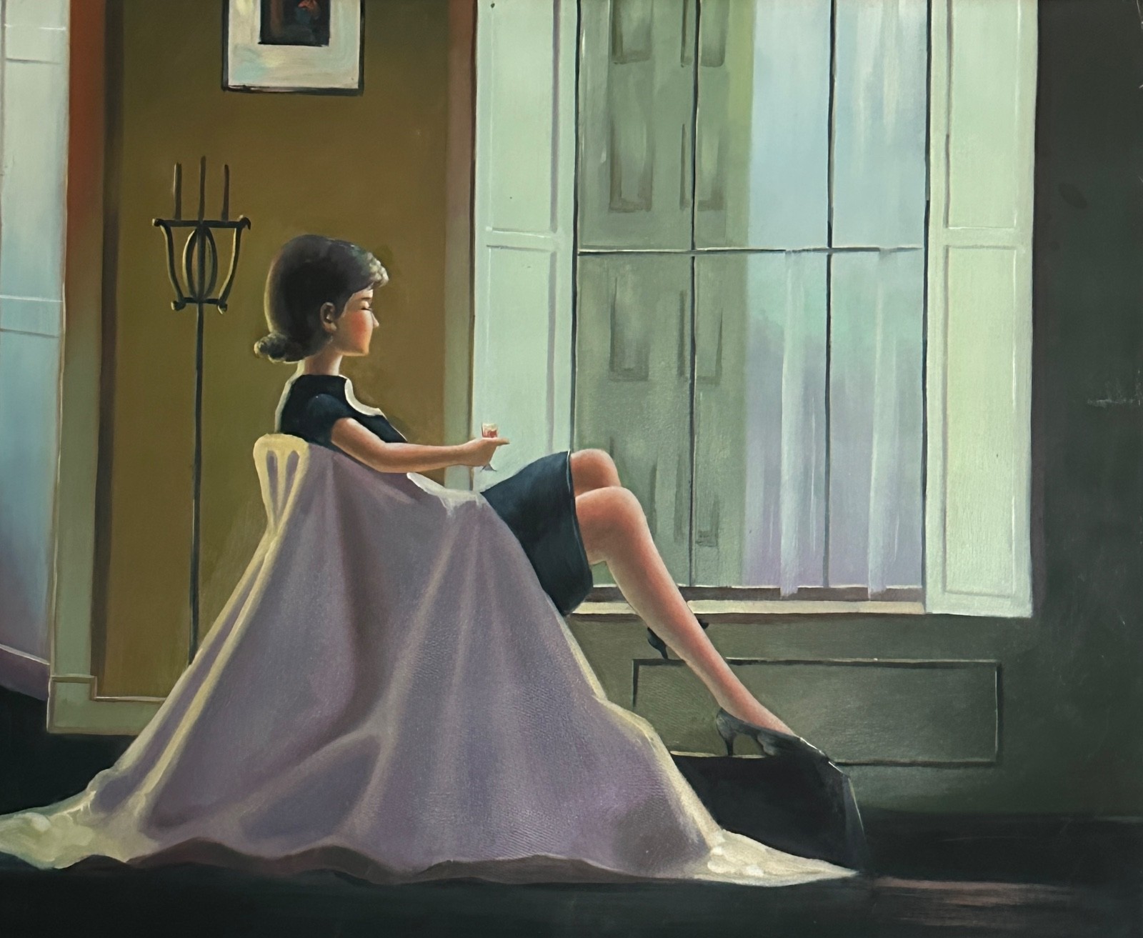 Acrylic on canvas Reproduction of Jack Vettriano In Thoughts of You, 24×20 inch
