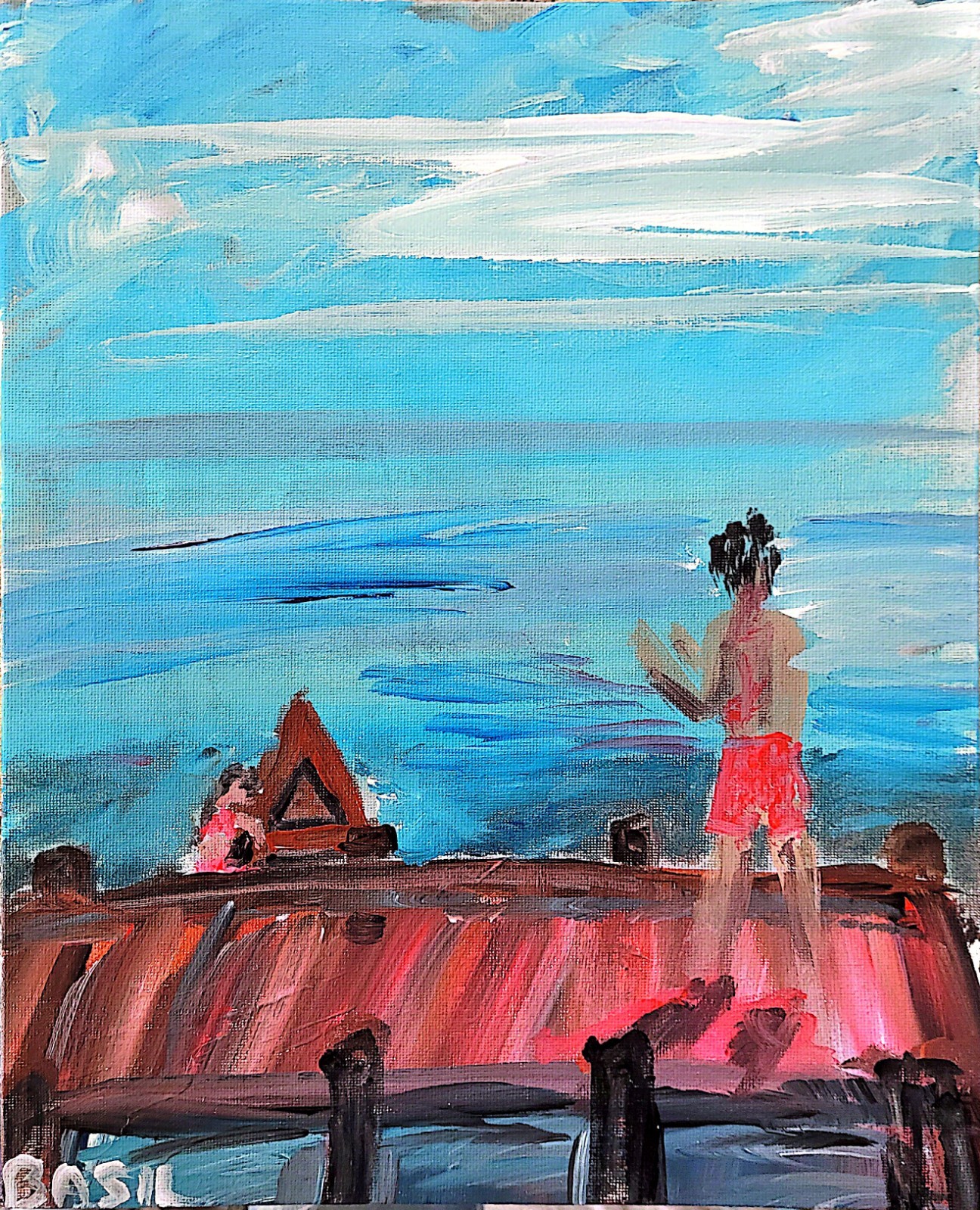 Capsized At The Pier Contemporary Expressionist Original Painting