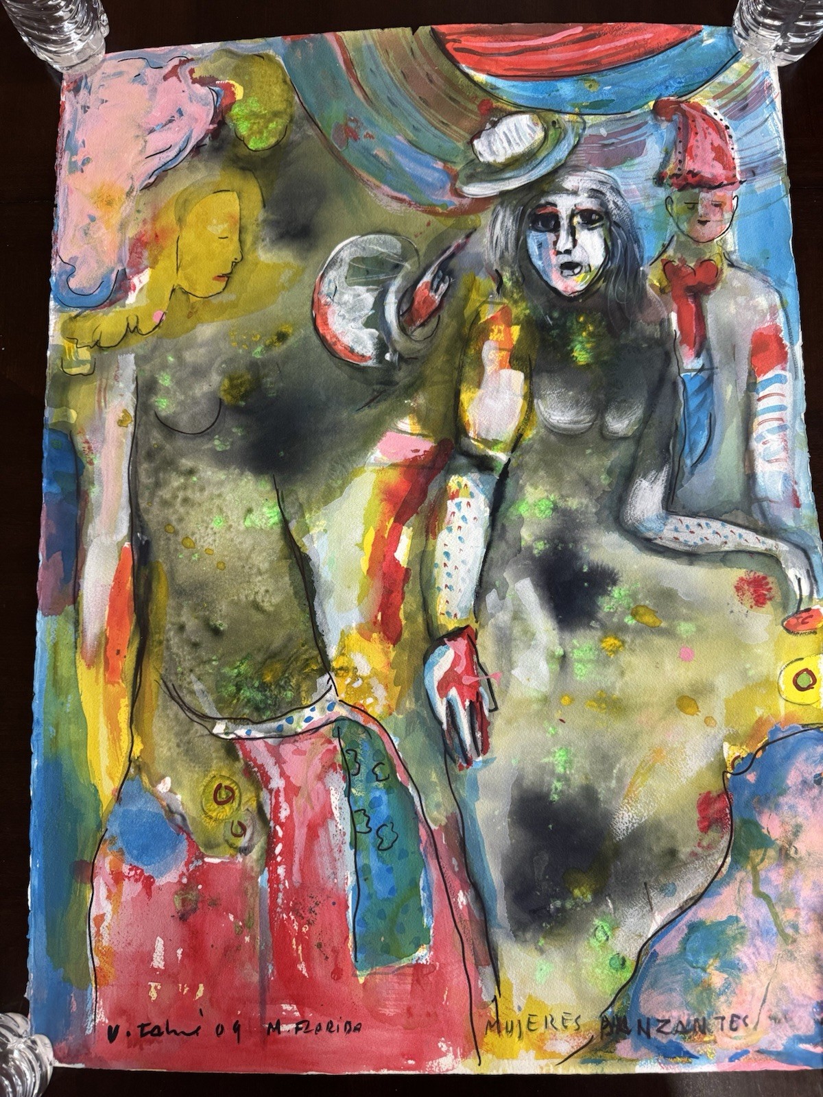 Vicente Fabre “Mujeres Danzantes” 2009 Original Mixed Media Painting