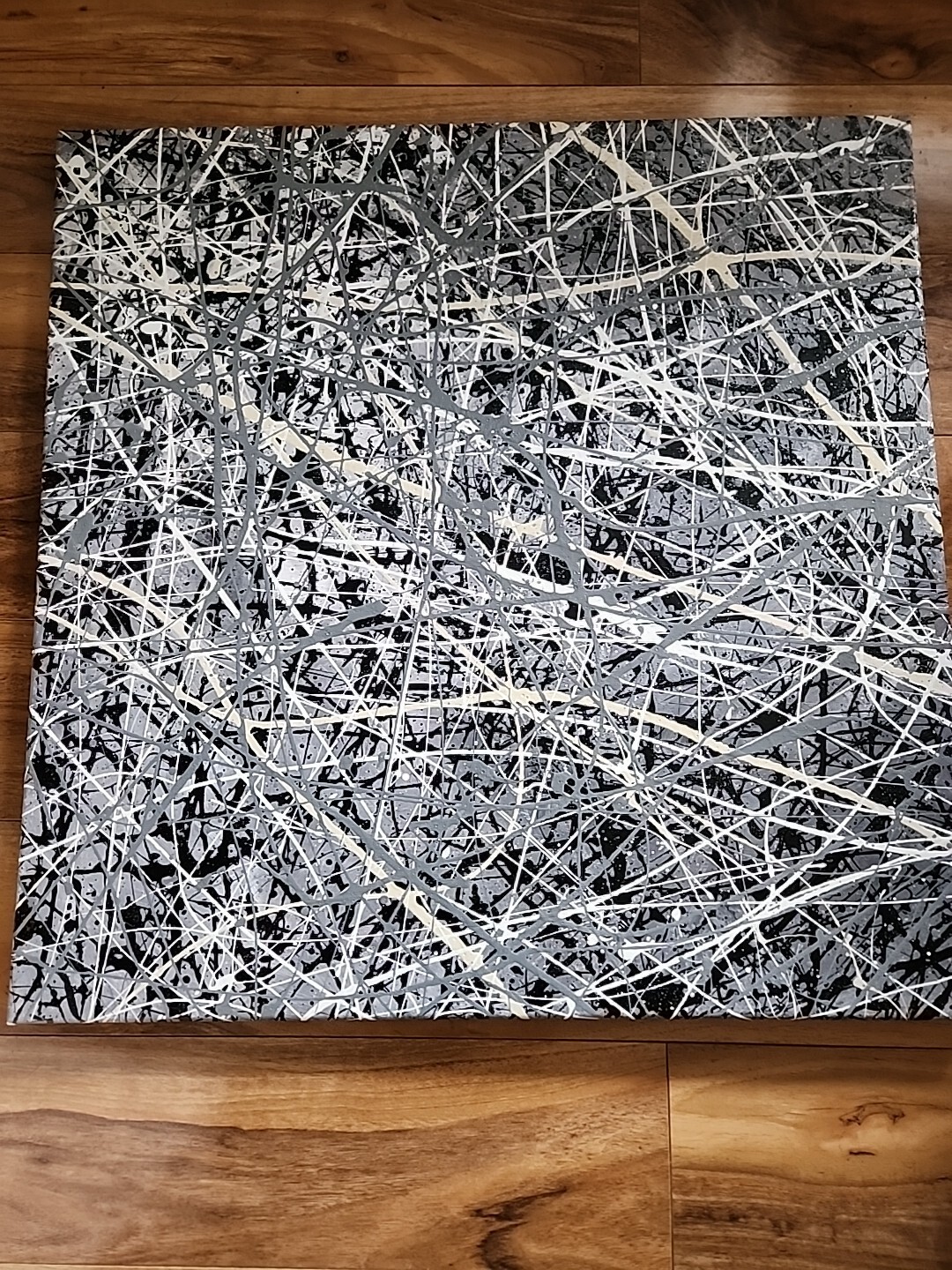 Original Oil Abstract Action Painting In Jackson Pollock style. Not A Print.