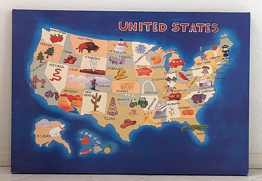 United States Painting Including Cool Painted Images For Each State