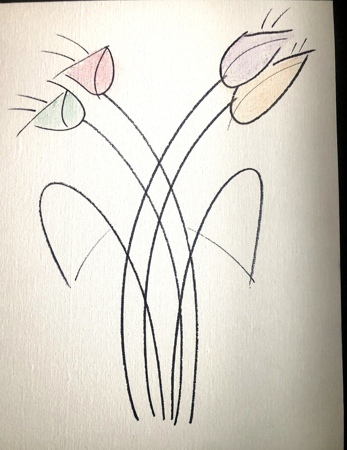 Pastel Painting Multi Color Tulips FREE SHIPPING!!