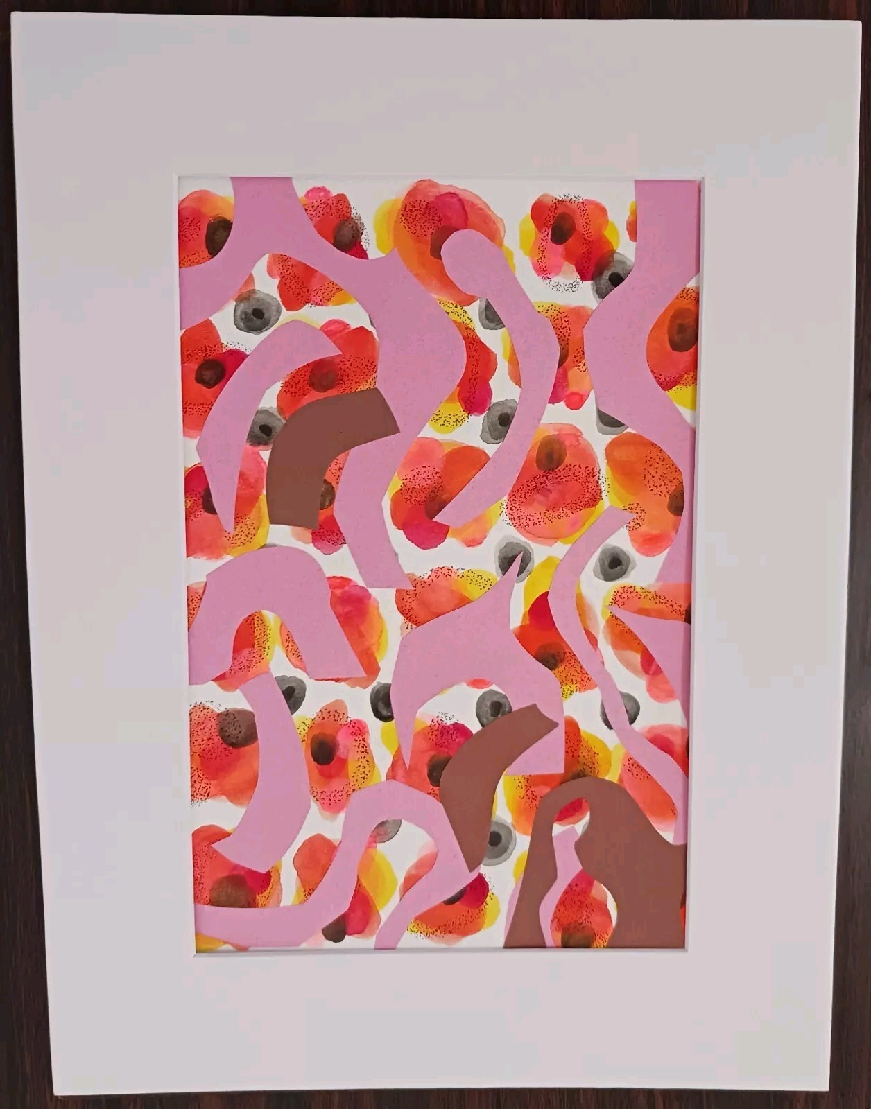 original contemporary abstract mixed media gouache painting collage 9″ x 12″