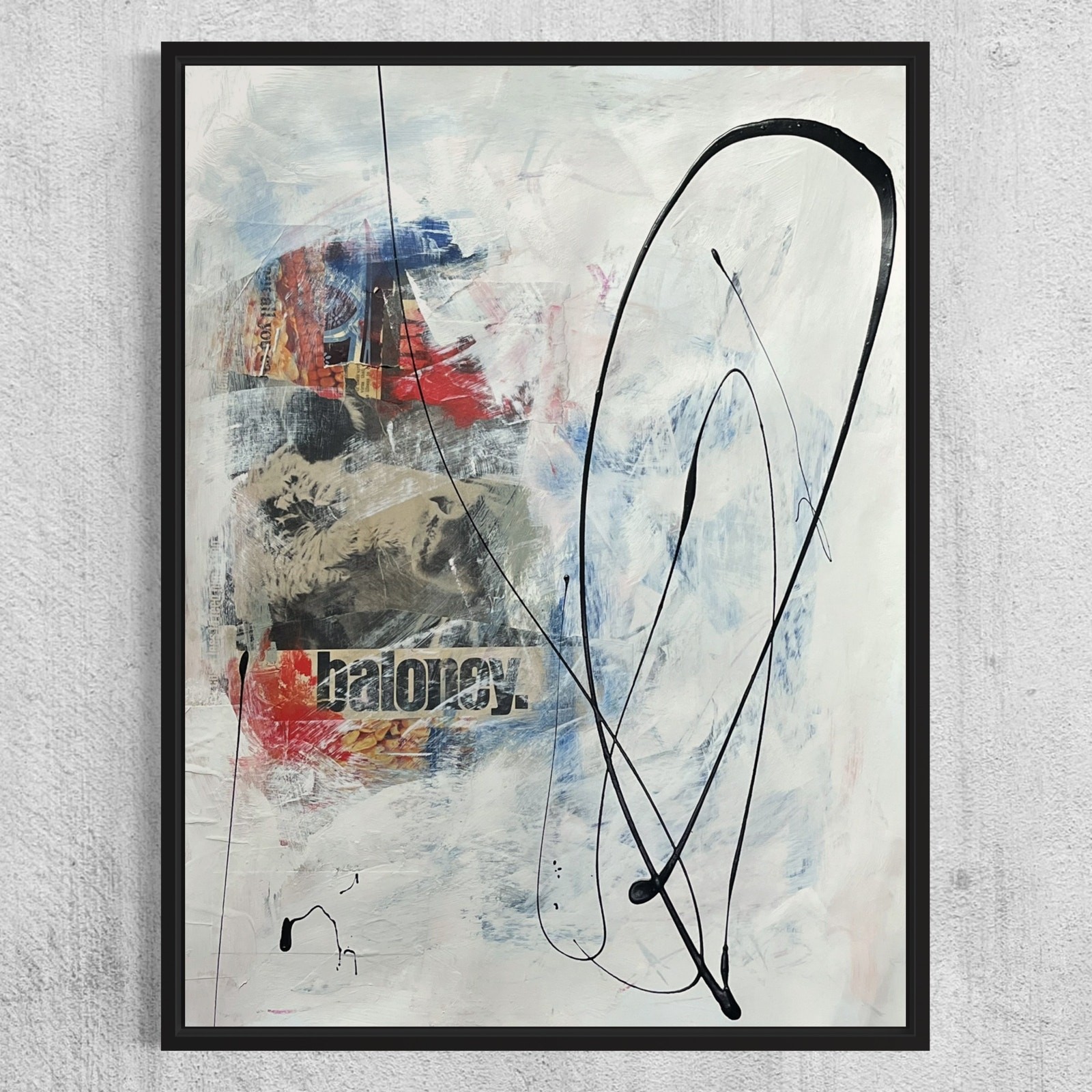 Original Mixed Media Abstract Art Painting 18×24 “Baloney» Signed