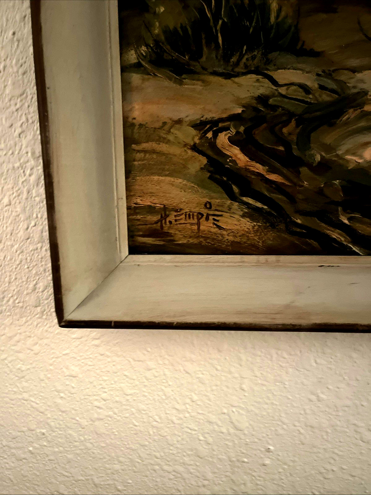 Orig Rare Hal Empie Oil on Board Painting Desert Night Moon 1960’s 15 x 19
