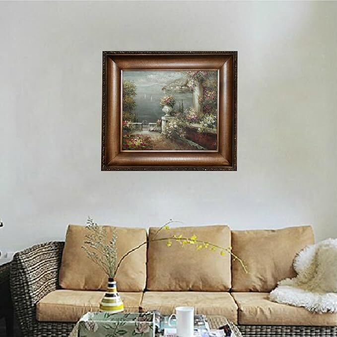 BEAUTIFUL EYE CACHING WALL ART PAINTING SHORE VIEW FLOWERS PAINTED ON CANVAS FRA