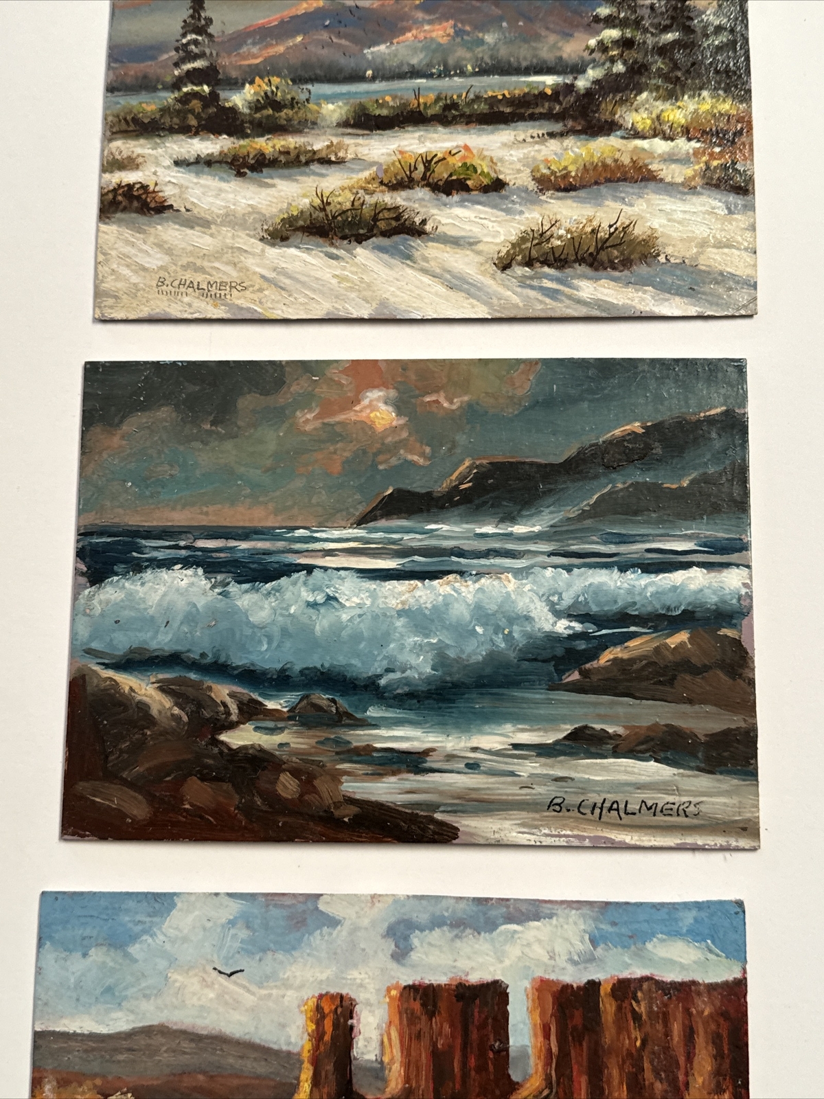 FINEST BURL CHALMERS PAINTING SMALL GEM LISTED AMERICAN desert coast LANDSCAPE