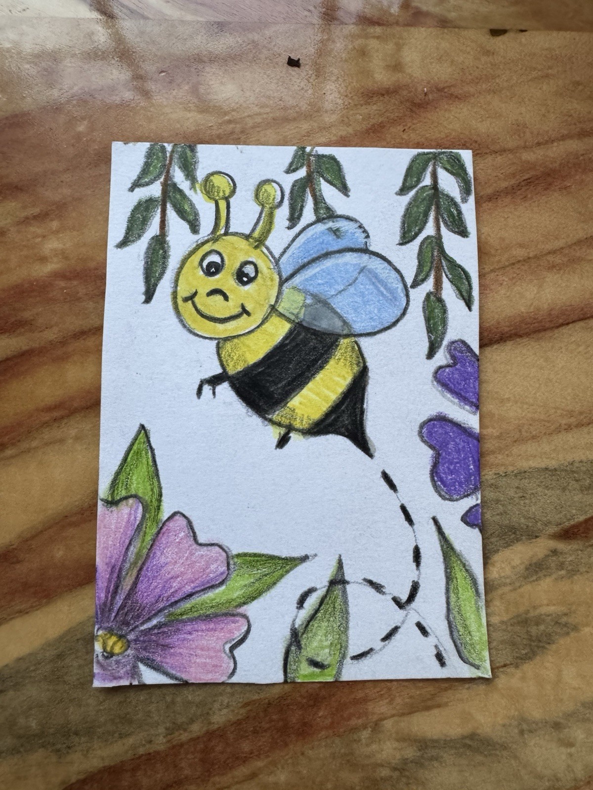 Aceo Original Art Trading Card, Adorable Bumble Bee, Art By Sommer Rayn