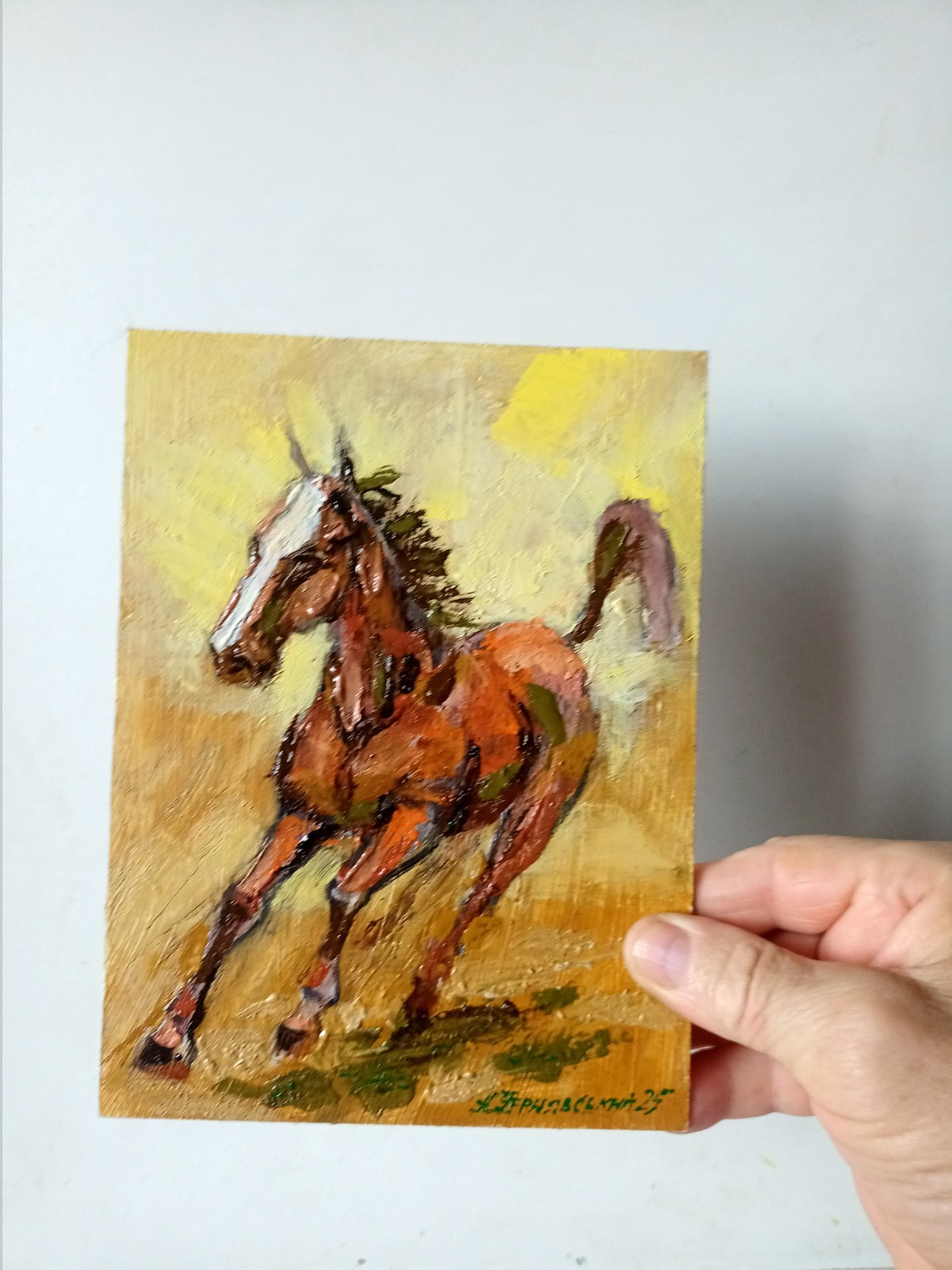 Horse Impasto Painting Original Art Impression Oil Painting 7.8 x 5.9 in