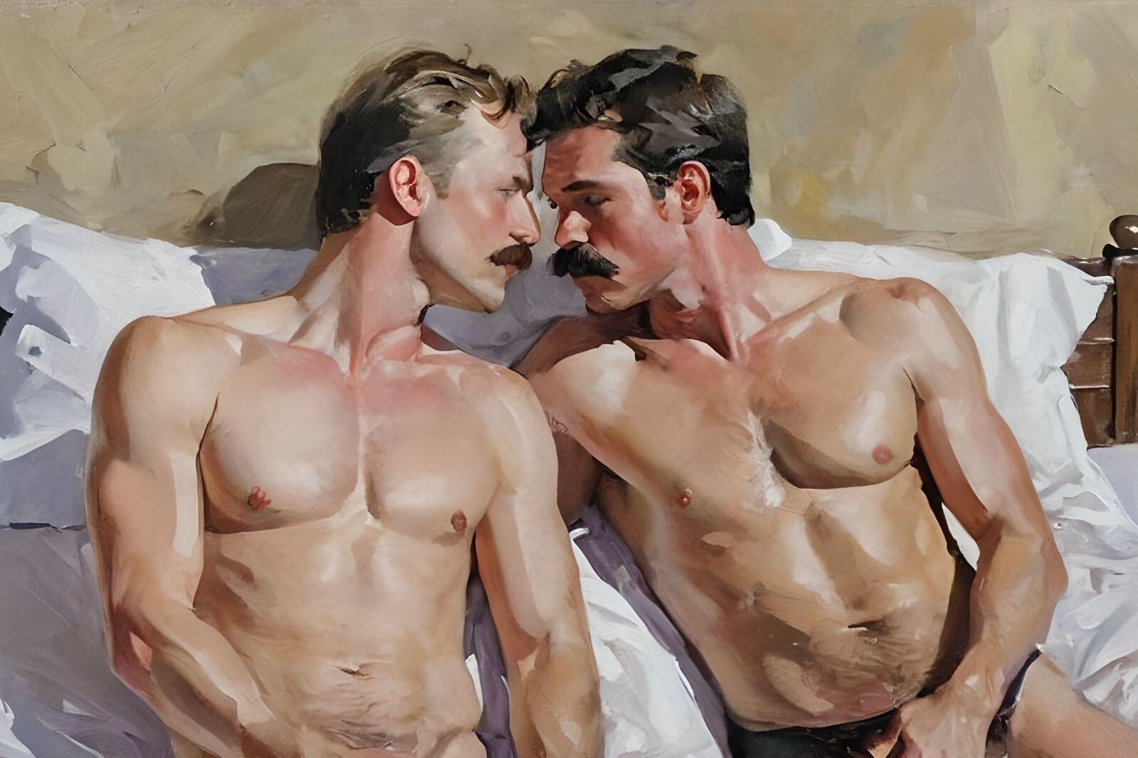 Original gay LGBTQ art giclée painting «Brett Likes Tony» signed/numbered
