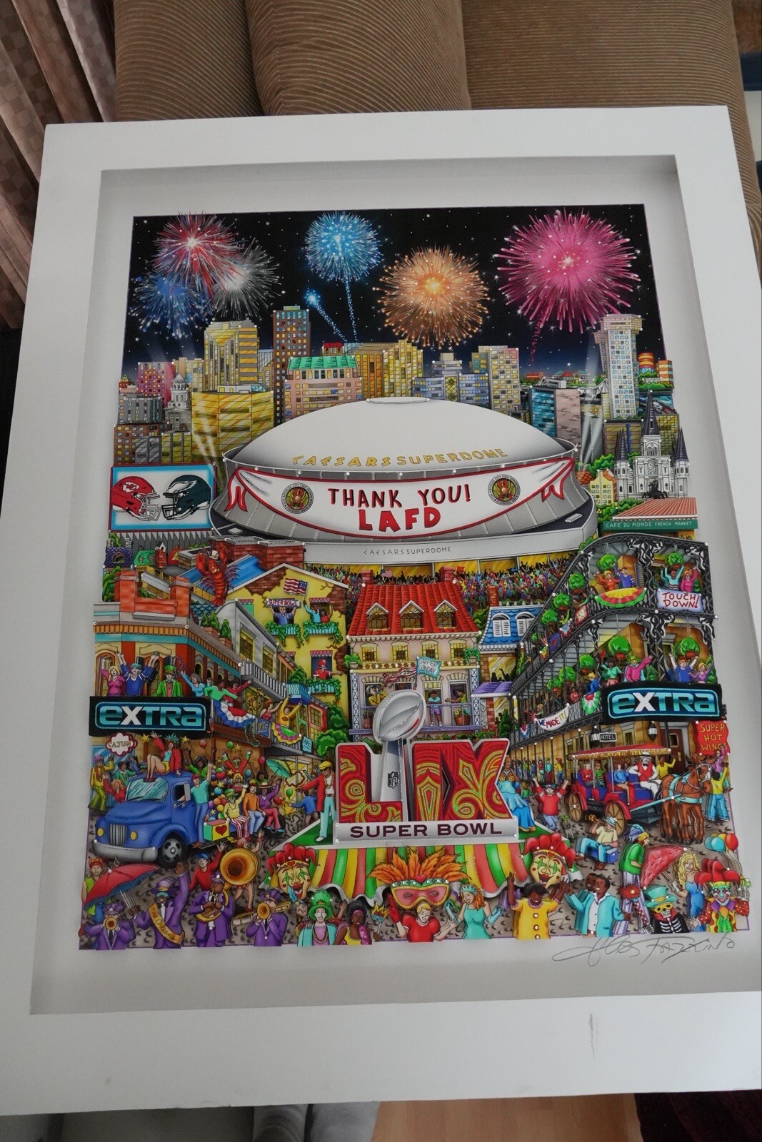 SOLD—Charles Fazzino 1 OF 1 «THANK YOU LAFD» Los Angeles Fires tribute piece!!