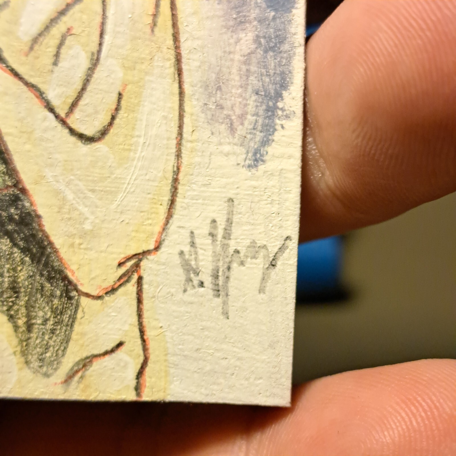 aceo original acrylic pencil ink «Star Wars Yoda» (OOAK) Limited ATC 1/1 signed