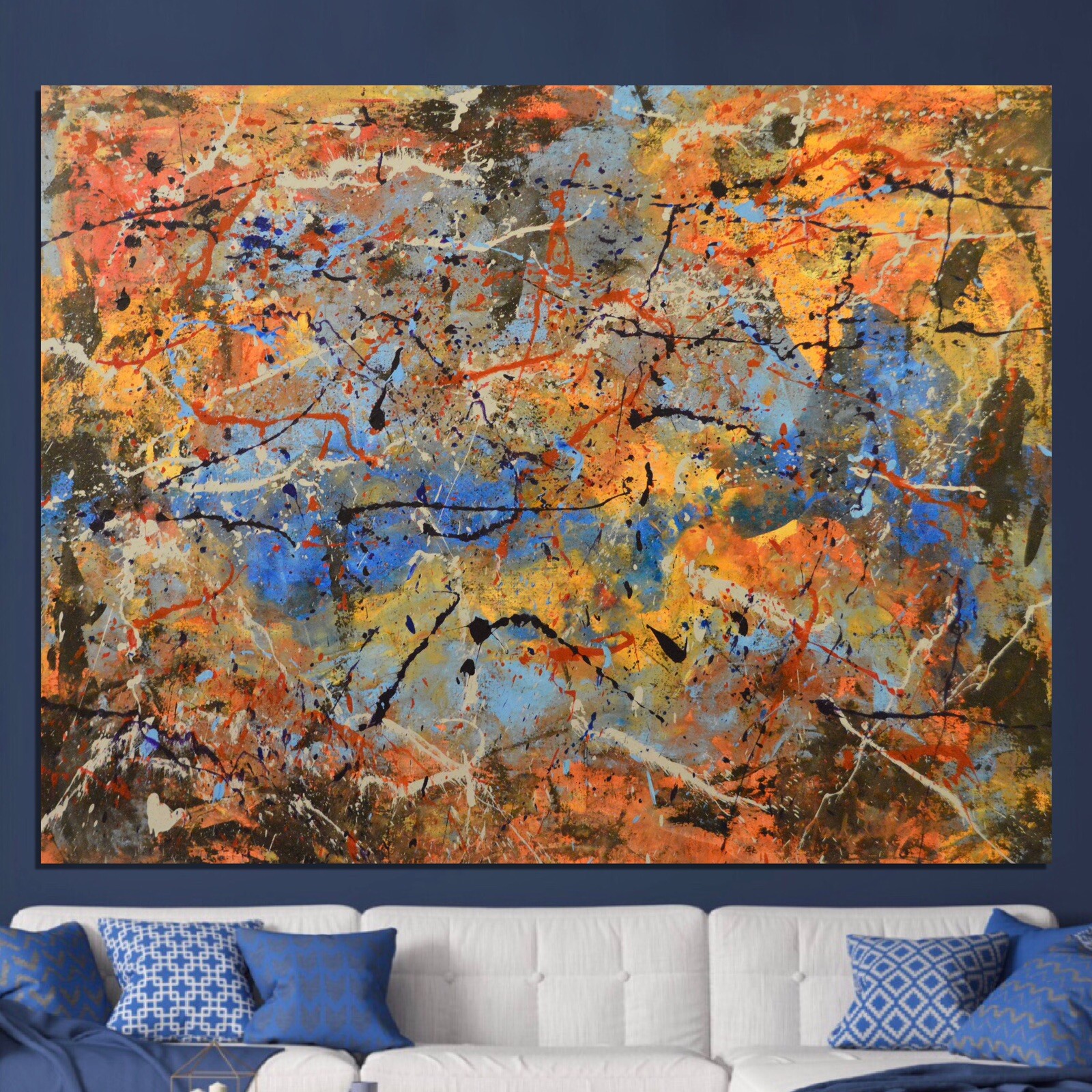 Pollock/Richter style￼ Professional Painting 81” X 62”(6ft 9in)Abstract Modern