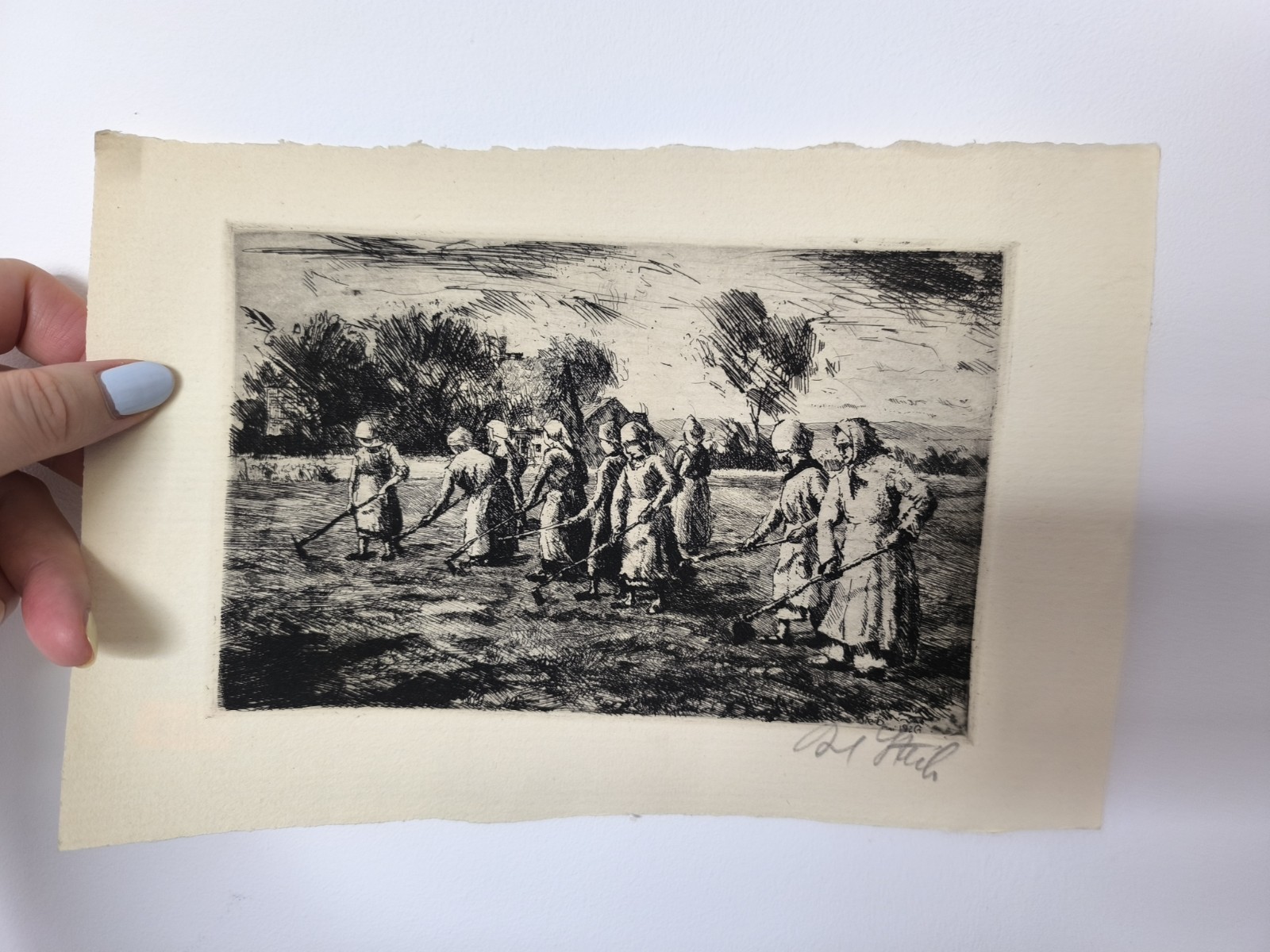 Rare AntiqueVintage drawing by Josef Steib, 1926, etching and drypoint, Germany