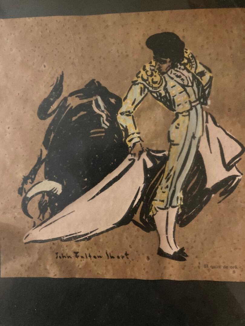 El Quite de oro Lithograph on cork by John Fulton Short