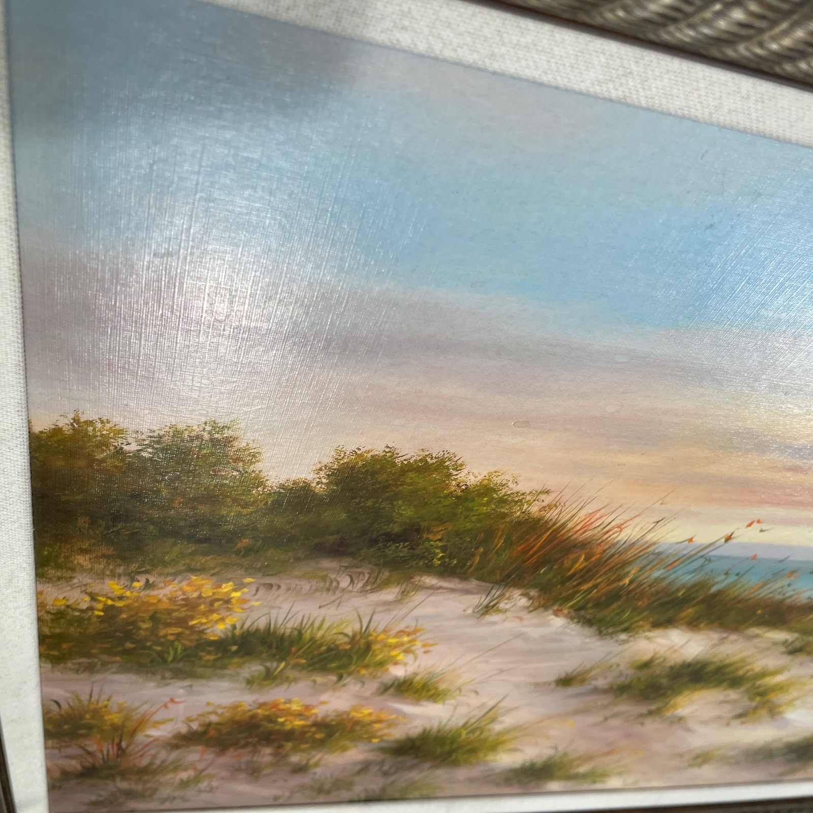 Vintage Coastal Sunset Signed B.Smith Vtg Frame Orig Litho 31″X39″