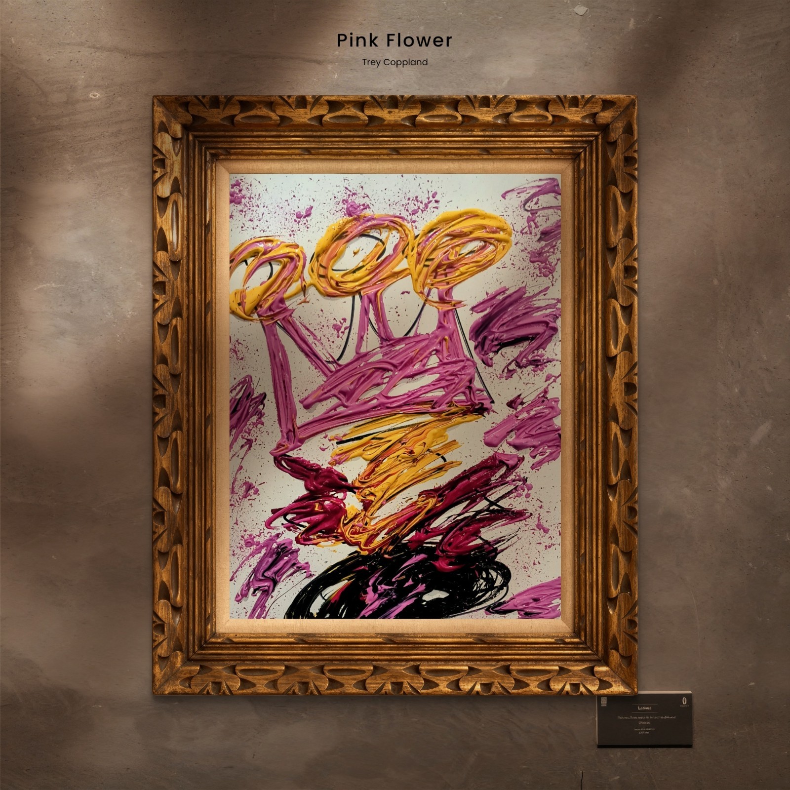 Trey Coppland, Pink Flower Abstract Floral Acrylic, 18+24 in, 2026, Signed