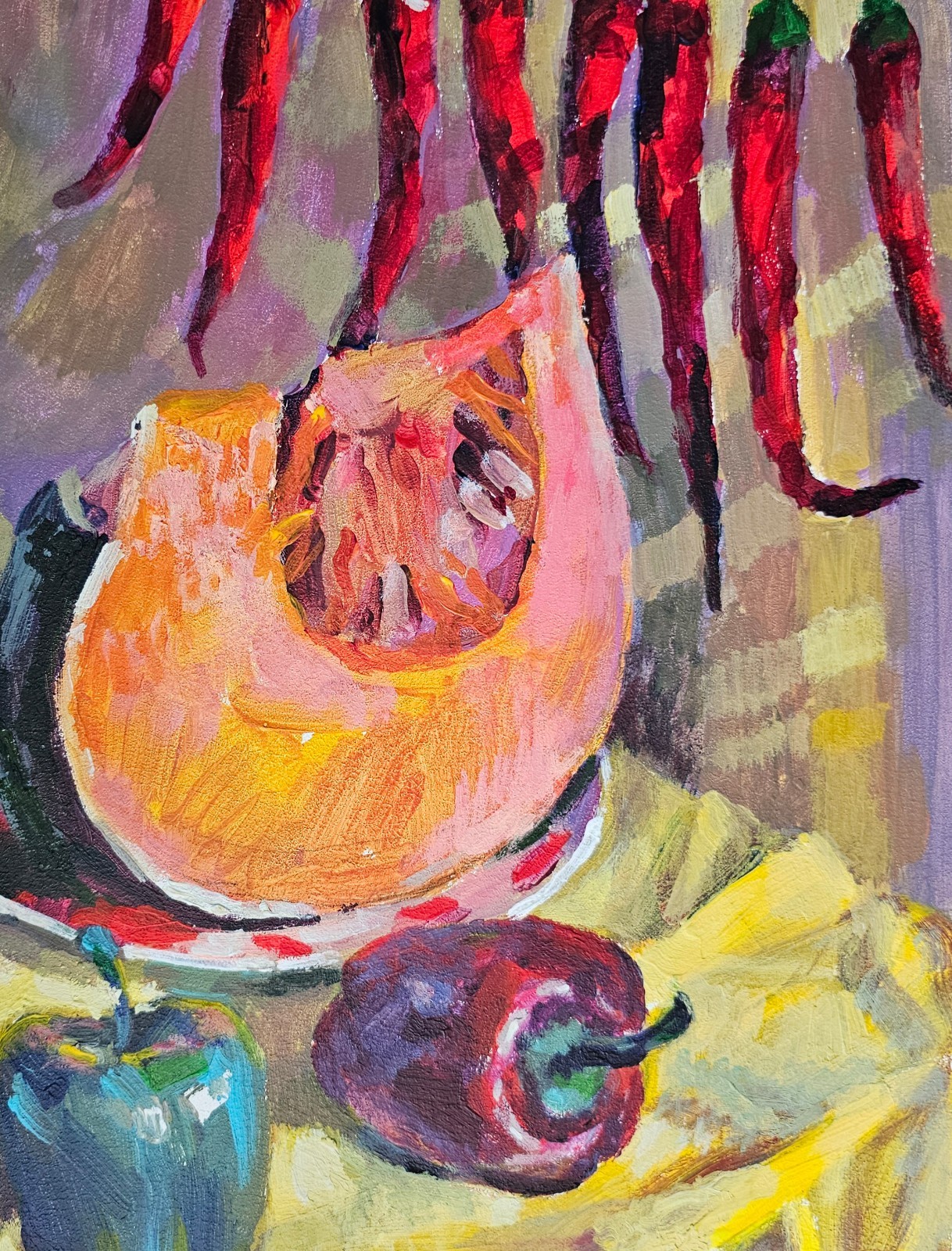 Oil painting Pumpkin Ukrainian painter canvas Unframed original still life