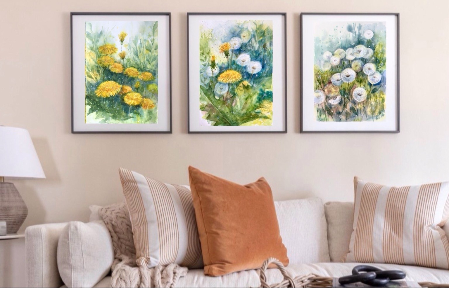 Original brand new watercolor still life ”A story of dandelions ” $200 art